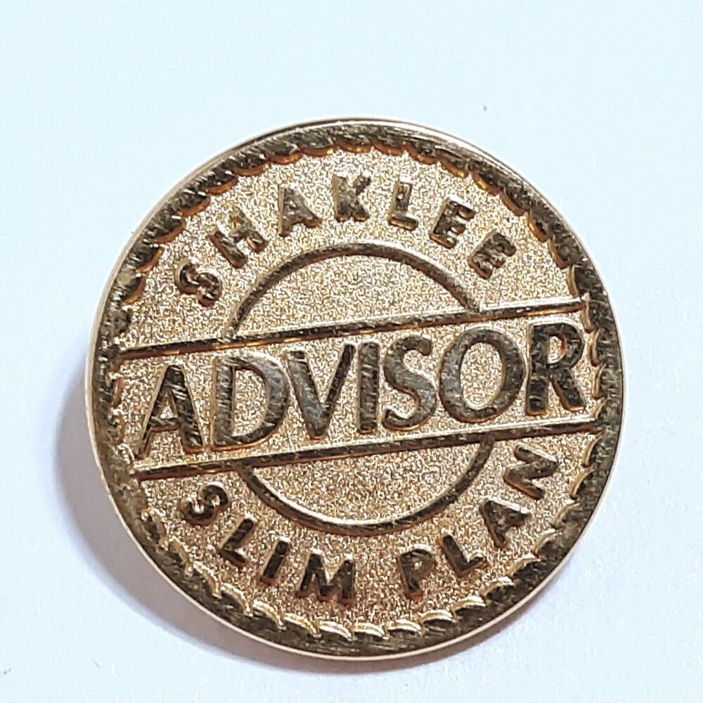 Vintage Shaklee Slim Plan Advisor Gold Tone Pin Collectible Pinback Weight Loss